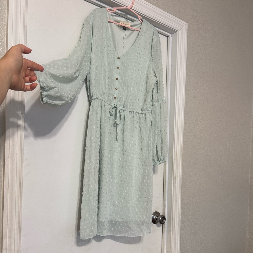 Alredine Elegant Mint Green Button-Down dress